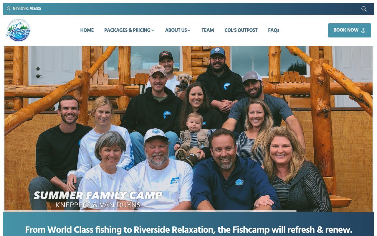 The Knepper’s Alaska Fishcamp home page, live at alaskafc.com