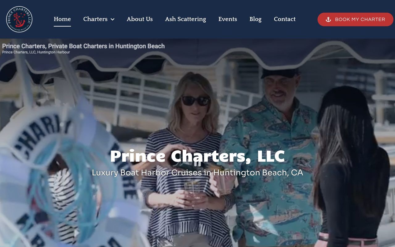 The Prince Charters home page, live at princechartersllc.com